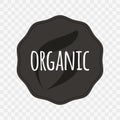 Organic vector icon. Gray white isolated sign on transparent background. Symbol for food, product, sticker, label, healthy eating