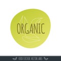 Organic vector icon. Product sticker. Green brown isolated sign. Illustration symbol for food, label, healthy eating, lifestyle,