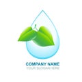 Organic vector logos. Green leaf and blue water drop. Eco logo.