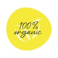 100% Organic vector symbol isolated. Illustration sign for food, product, sticker, label, healthy eating, lifestyle, design