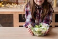 Organic vegan nutrition child diet green salad