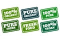 Organic vegan and pure rubber stamps collection Royalty Free Stock Photo