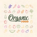 Organic vegetable and fruit food outline icon set Royalty Free Stock Photo