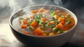 Organics vegetable soup steaming hot in a bowl Royalty Free Stock Photo