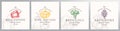 Organic Vegetables Logo Templates Set. Hand Drawn Bell Pepper, Broccoli, Squash and Artichoke Illustrations with Retro Royalty Free Stock Photo