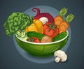 Organic vegetables plate illustration