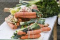.Organic vegetables sold in the market outside Royalty Free Stock Photo
