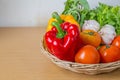 Organic vegetables in the wicker basket Royalty Free Stock Photo