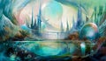 Organic Vortex City: A Futuristic Lakeside Utopia - Generative AI