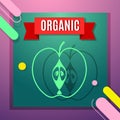 Organic waste flat icon with apple and text