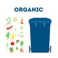 Organic waste and garbage. Ecology friendly trash