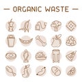 Organic waste icons set