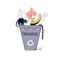 Organic waste in recycling bin