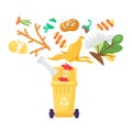 Organic Waste Recycling Cartoon Solid Container