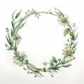 Organic Watercolor Wreath With White Daisies And Ivy