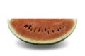 Organic watermelon in a piece of cut lengthwise on white isolated background with clipping path. Ripe red watermelon have sweet Royalty Free Stock Photo