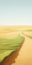 Organic Waves: A Detailed Painting Of A Long Flat Field Surrounded By Wheat
