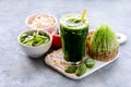 Organic Wheat Grass Spinach and sprout detox drink Royalty Free Stock Photo