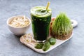 Organic Wheat Grass Spinach and sprout detox drink Healthy and diet drink Royalty Free Stock Photo