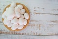 Organic white chicken eggs in basket Royalty Free Stock Photo