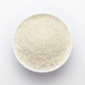 Organic white sago or sabudana small size in white ceramic bowl,