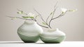 Organic White Vines And Flowers Vases - Earth Tones And Dynamic Lines