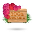 Organic wood banner with red flowers
