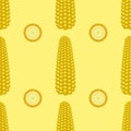 Organic Yellow Fresh Corn Pattern. Natural Gold Sweet Food Background. Vegetarian Sweetcorn Texture. Seed Ornament.