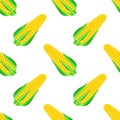 Organic Yellow Fresh Corn Pattern. Natural Gold Sweet Food. Summer Golden Vegetarian Sweetcorn Texture. Seed Ornament.