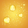 Organic yellow oil bubbles droplet. Fish oil Vitamin bubbles droplet