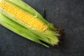 Organic yellow sweet corn on table-Top view Royalty Free Stock Photo