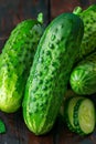 Organically cultivated ripe cucumbers thriving in a controlled greenhouse environment