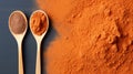 Organically Ground Paprika in Elegant Spoons with Vibrant Paprika Bunch