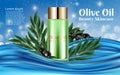 Organics natural skin care cosmetic. Olive Oil. Jar Bank Tube Poster Premium Ads Mock Up Background Splendid Product