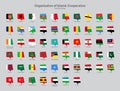 Organisation of Islamic Cooperation Countries flag icons collection