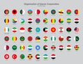 Organisation of Islamic Cooperation Countries flag icons collection