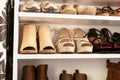 Organised wardrobe, the shoe storage Royalty Free Stock Photo