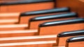 Organist Works The Foot Pedals Of A Pipe Organ