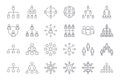 Organization chart hierarchy vector icons. Editable stroke. Organization company head of departments. Enterprise management