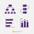 Organization Chart, Hierarchy Workflow, Statistic Diagram Bar. Business Finance Chart and Graph Infographic Solid Glyph Vector Royalty Free Stock Photo