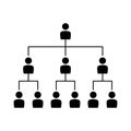 Organization Chart Silhouette with People isolated white background. Corporate Hierarchy Structure