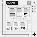 Organization chart template in draft style Royalty Free Stock Photo