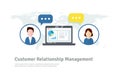 Organization of data on work with clients, CRM concept. Customer Relationship Management illustration.