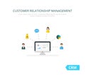 Organization of data on work with clients, CRM concept. Customer Relationship Management illustration.