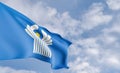 Organization flag  Commonwealth of Independent States on the background of clouds, fabric flag COIS, blue sky background with COIS Royalty Free Stock Photo