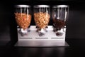 organization of food storage in kitchen transparent reusable jars for cereals