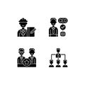 Organization hierarchy black glyph icons set on white space Royalty Free Stock Photo