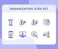 organization icon icons set collection collections package podium speaker candidate magnifier structure white isolated background