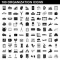 100 organization icons set, simple style Royalty Free Stock Photo