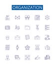 Organization line icons signs set. Design collection of Organize, Group, Arrange, Alliance, Aggregate, Coalition